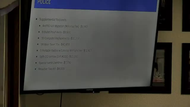 Police request mandatory CAD/ArcGIS migration, vests, tasers and equipment; animal shelter kennel repairs also requested