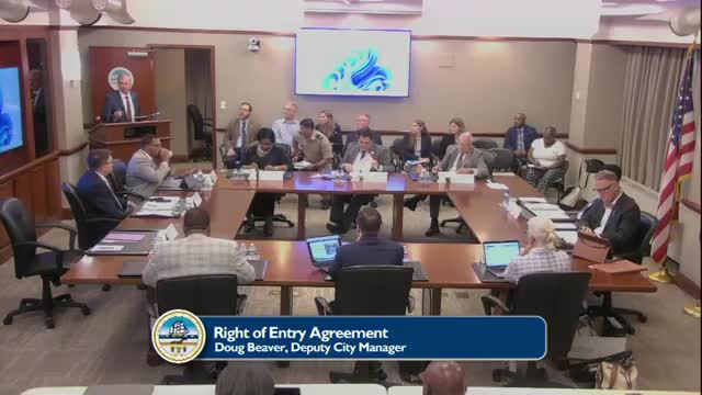 City staff brief council on five‑year Army Corps right‑of‑entry request for phases 1B–D; council reiterates opposition to current alignment