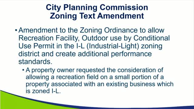 City planning staff proposes limited allowance for small outdoor recreation in light-industrial zones