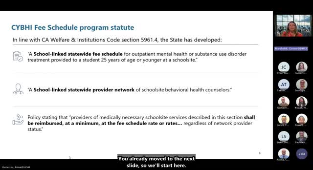 California outlines CYBHI fee schedule to reimburse school‑based behavioral health services