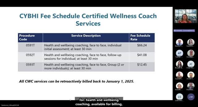 DHCS details wellness coach billing codes, rates, time rules and documentation