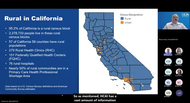 HCAI briefs stakeholders on rural‑California health landscape: clinics, hospitals and workforce gaps