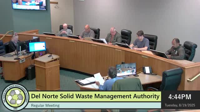 Authority staff reports ERP, grant‑reporting and SB 1383 data work; community mulching meeting planned