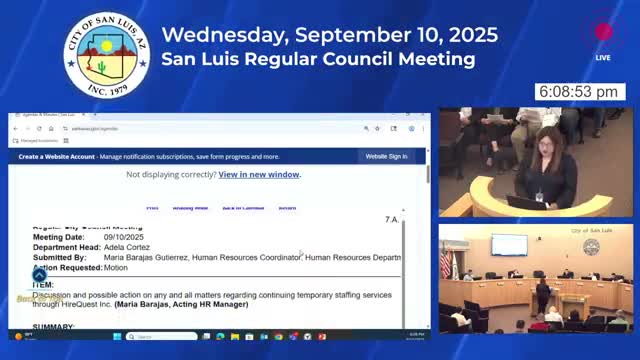 San Luis council OKs continued use of Hire Quest temporary staffing, waives formal procurement