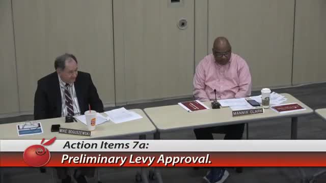 Board approves preliminary levy certification, appoints Brightworks rep and adjusts work‑study times