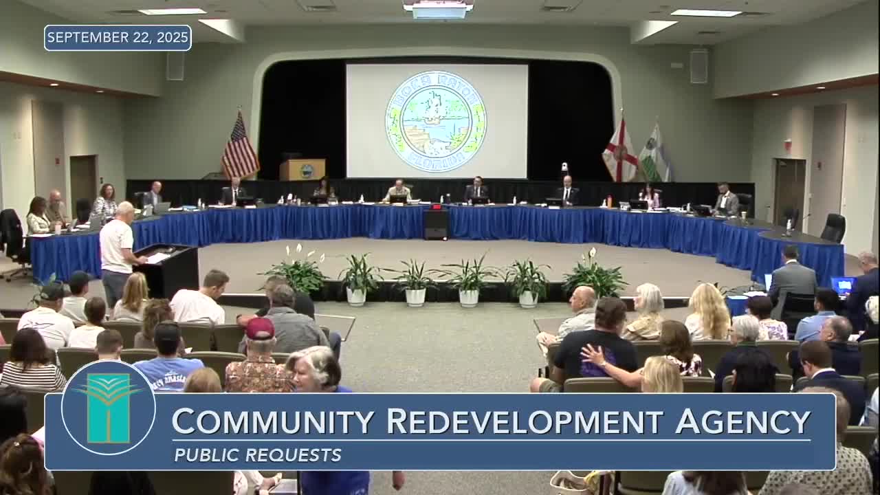 Boca Raton Residents Advocate for Parks Amid Community Redevelopment Agency Budget Meeting