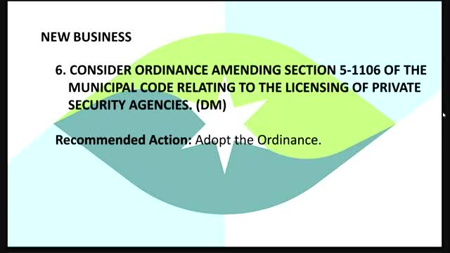 Council amends private security licensing rules, narrows required applicant data and makes background checks discretionary