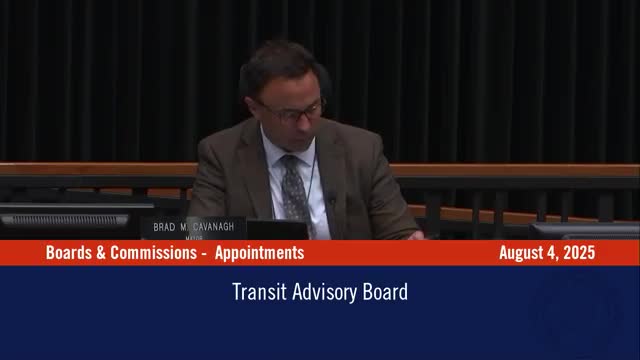 Council appoints Katie Bailey to Transit Advisory Board, reviews multiple board applicants