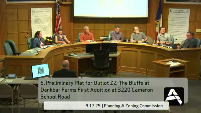 Ames planning commission recommends approval of preliminary plat for Bluffs at Dankbauer Farms