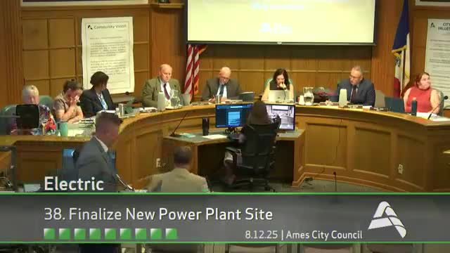 Ames council names coal‑yard site preferred location for new gas generation; staff to start design