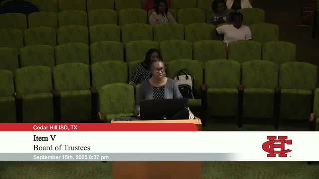 Neighbor asks Cedar Hill ISD to keep parking‑lot lights on overnight; offers to share electricity cost