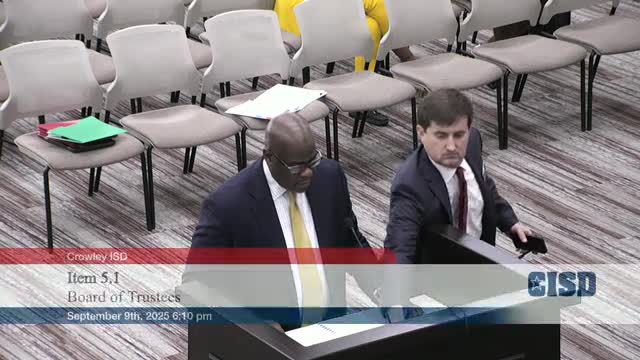 Crowley ISD board adopts unchanged 2025–26 tax rate as property values fall