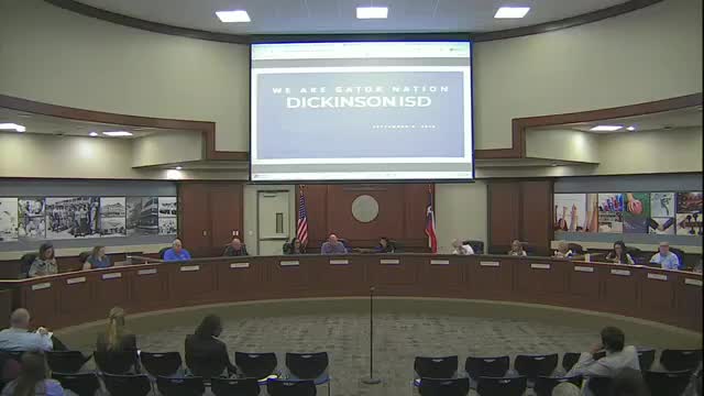 Board reviews Dickinson ISD district improvement priorities; principals available for follow‑up