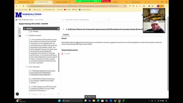 Community member asks board to support petition to cap or eliminate school vouchers, seeks signatures