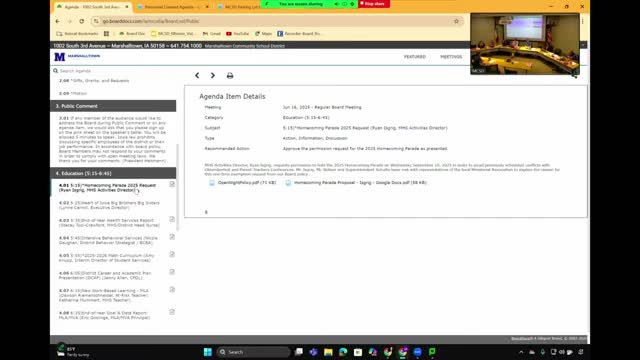 Board approves Wednesday homecoming parade after cross-country conflict; ministerial association supportive