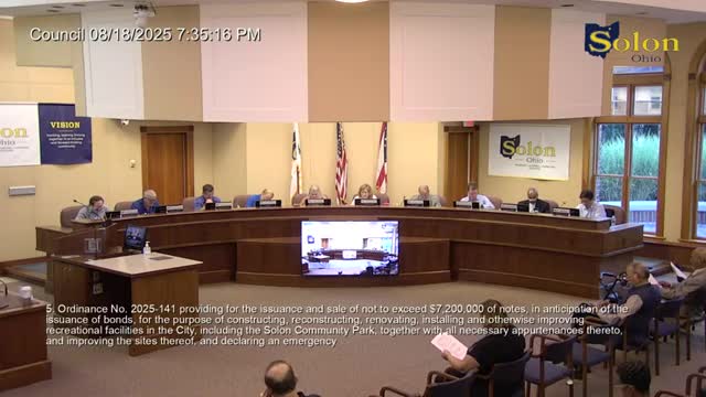 Solon council approves notes to fund park improvements, trail purchase; members cite intergenerational equity