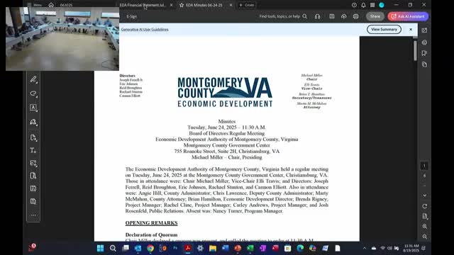 Treasurer: EDA reserve rises to $525,000 after $65,000 transfer; year shows $213,000 deficit