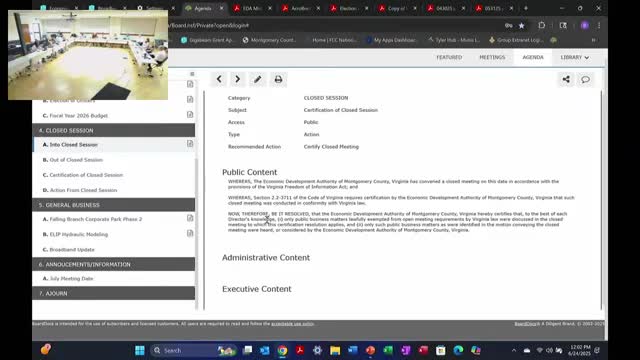 EDA approves $2,500 for Lot 3 concept drawings; Falling Branch Phase 2 work delayed by weather