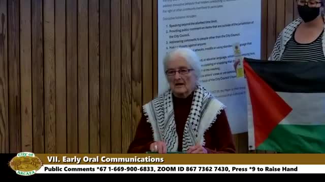 Community members press Arcata council to agendize Palestine: calls for sister city ties and CalPERS divestment