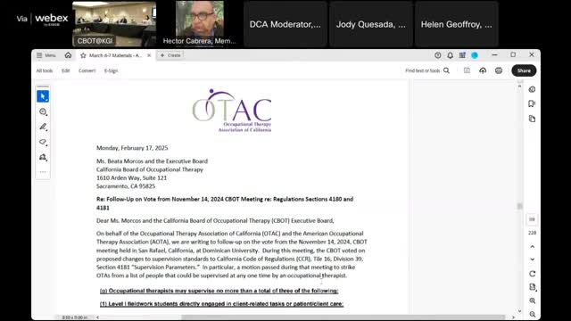 OT groups press board to remove OT assistants from proposed supervision cap