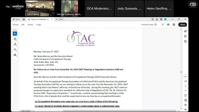 California OT board leans toward continuing-education requirement over jurisprudence exam