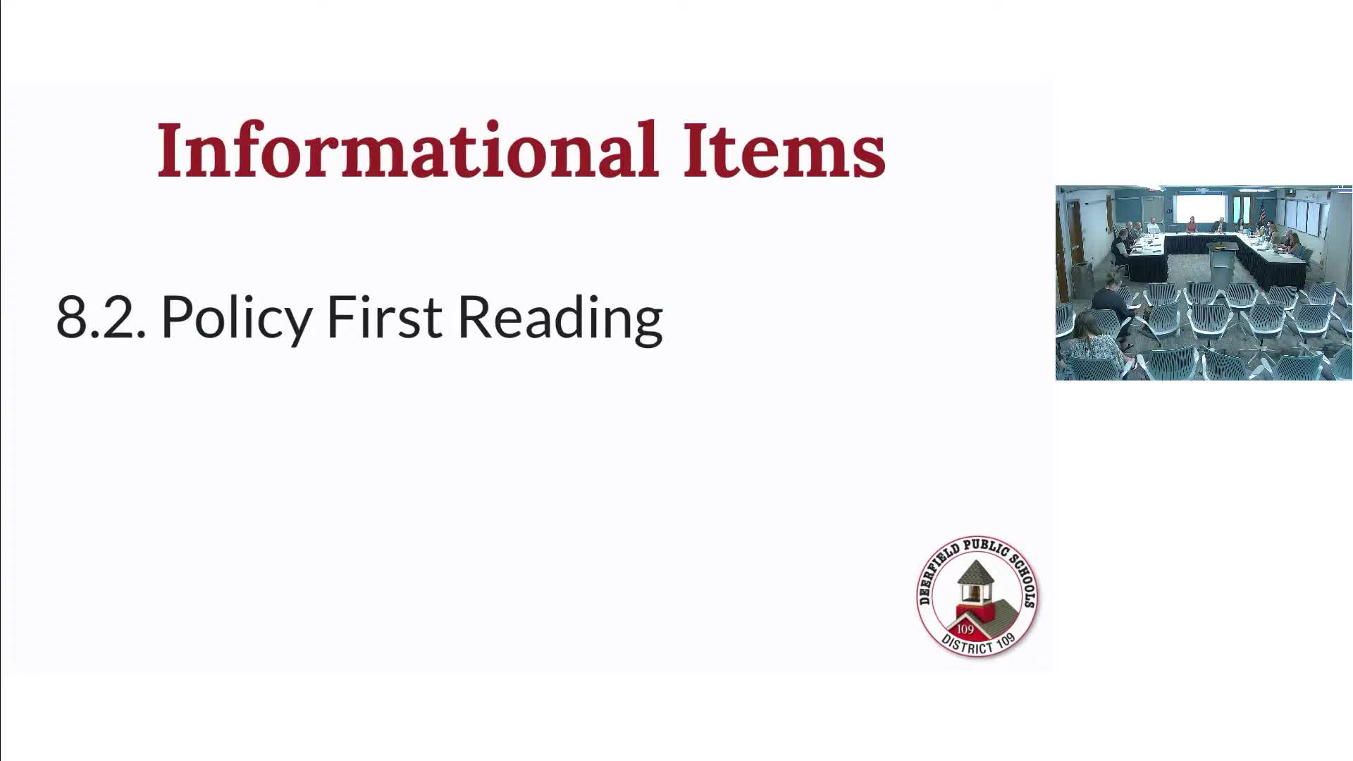 Board reviews policy updates including district AI plan and Title IX changes at first reading