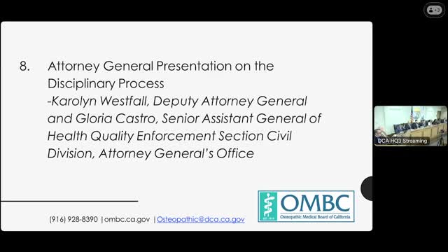 California Attorney General's Office Reviews Disciplinary Process and Expert Reviewer Concerns