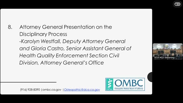 Erica Calderon presents updates on OMBC personnel and enforcement improvements