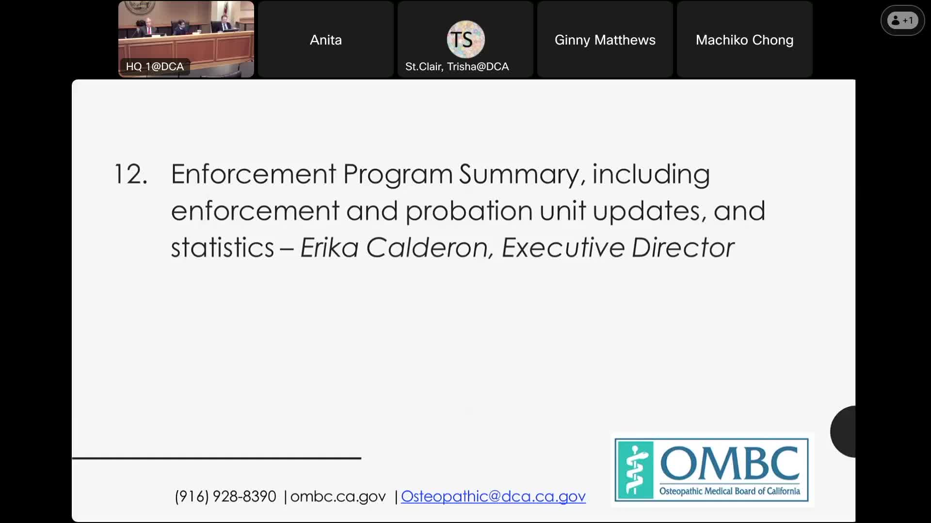 Executive Director Calderon details updates on enforcement and probation programs for 2024