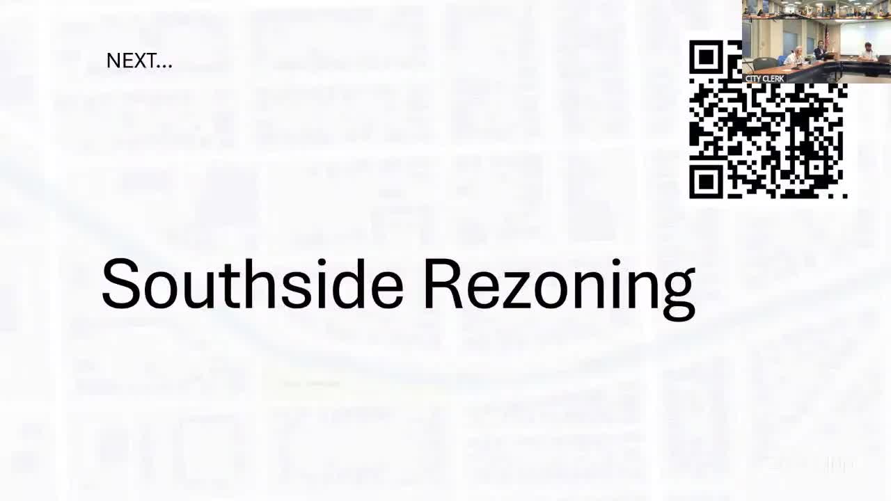 Council narrows and debates South Side form-district changes; parking elimination advances, height and roof proposals fail