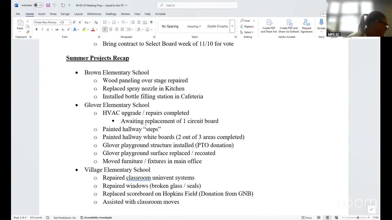 Facilities update: custodial overhaul, HVAC upgrades, playground work and several capital asks ahead of next fiscal year