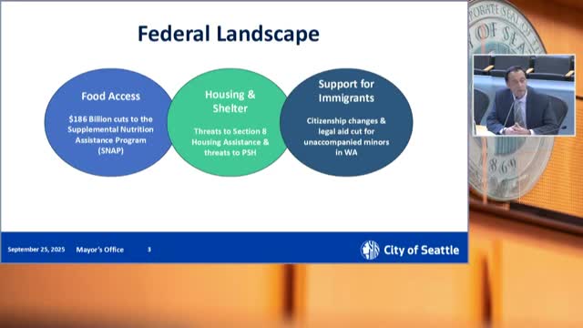 Seattle City Council addresses food security and housing amid federal budget threats