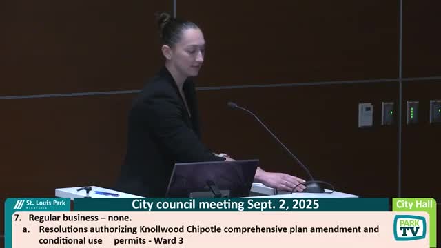 Council tables Knollwood Chipotle comprehensive‑plan amendment and drive‑through permit to Oct. 6