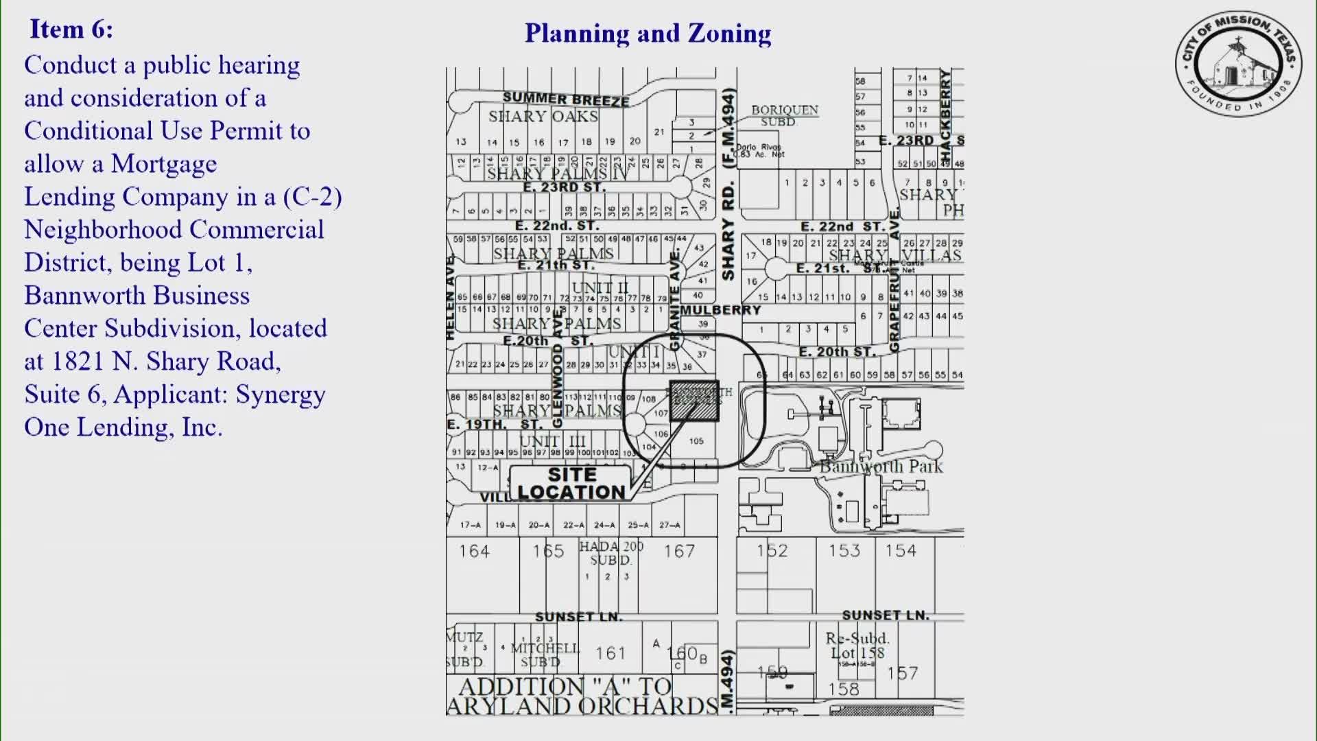 Council approves conditional-use permit for mortgage company at Cherry Road plaza; one abstention recorded