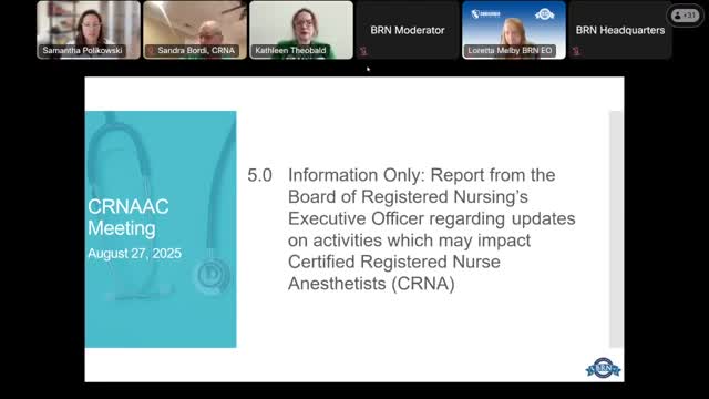 Board reports CRNA scope-of-practice bill is moving; regulations to follow if signed
