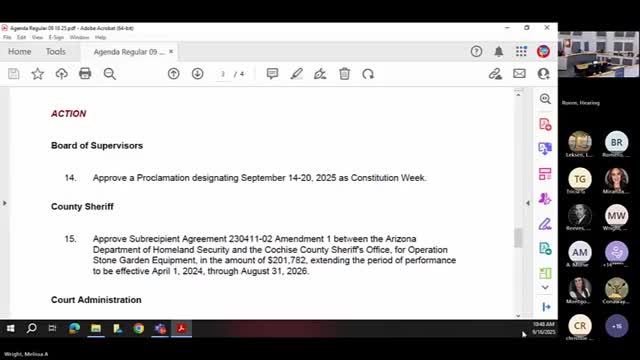 Board approves $201,782 grant amendment for sheriff’s digital analytics equipment under Operation Stone Garden