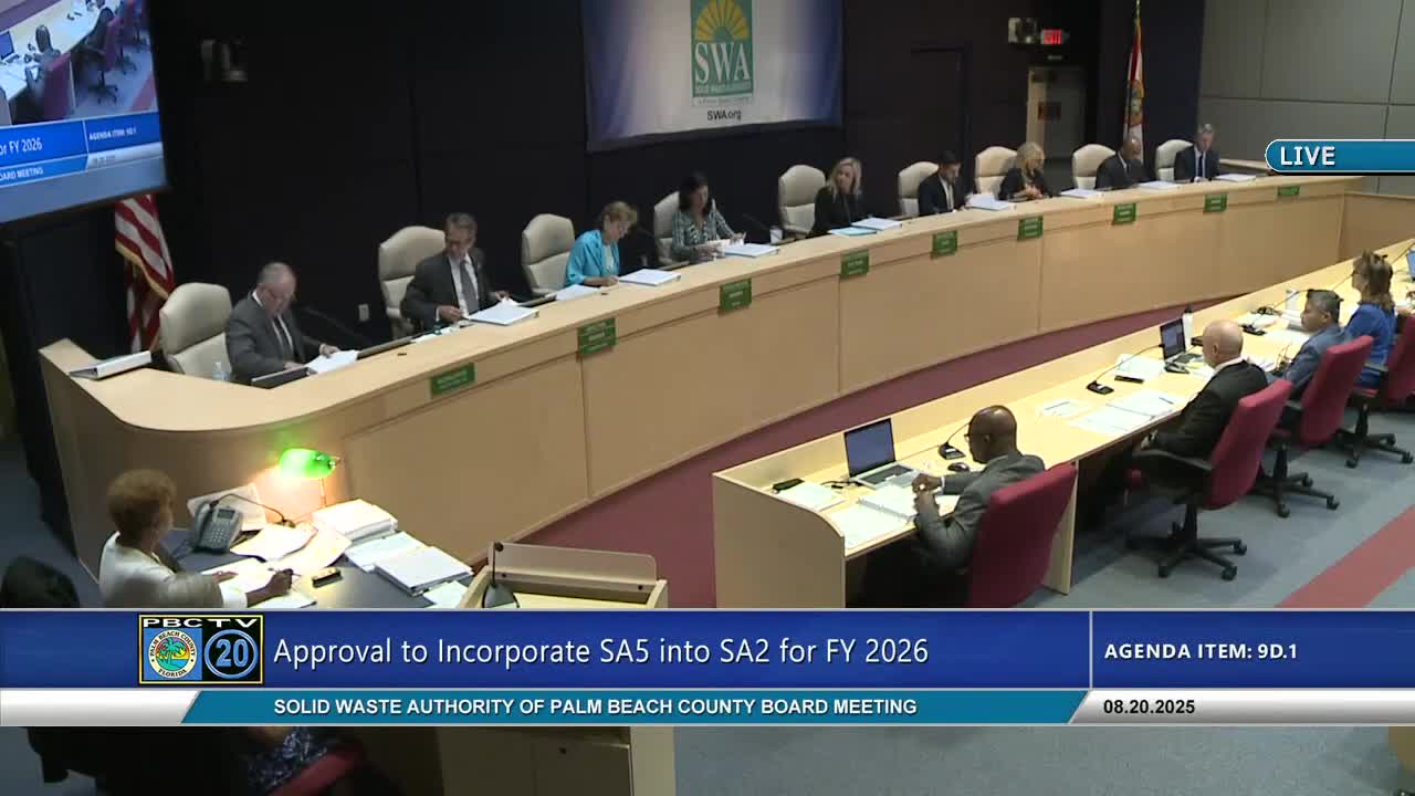 Board approves temporary incorporation of Service Area 5 into Service Area 2; Waste Management to execute agreement