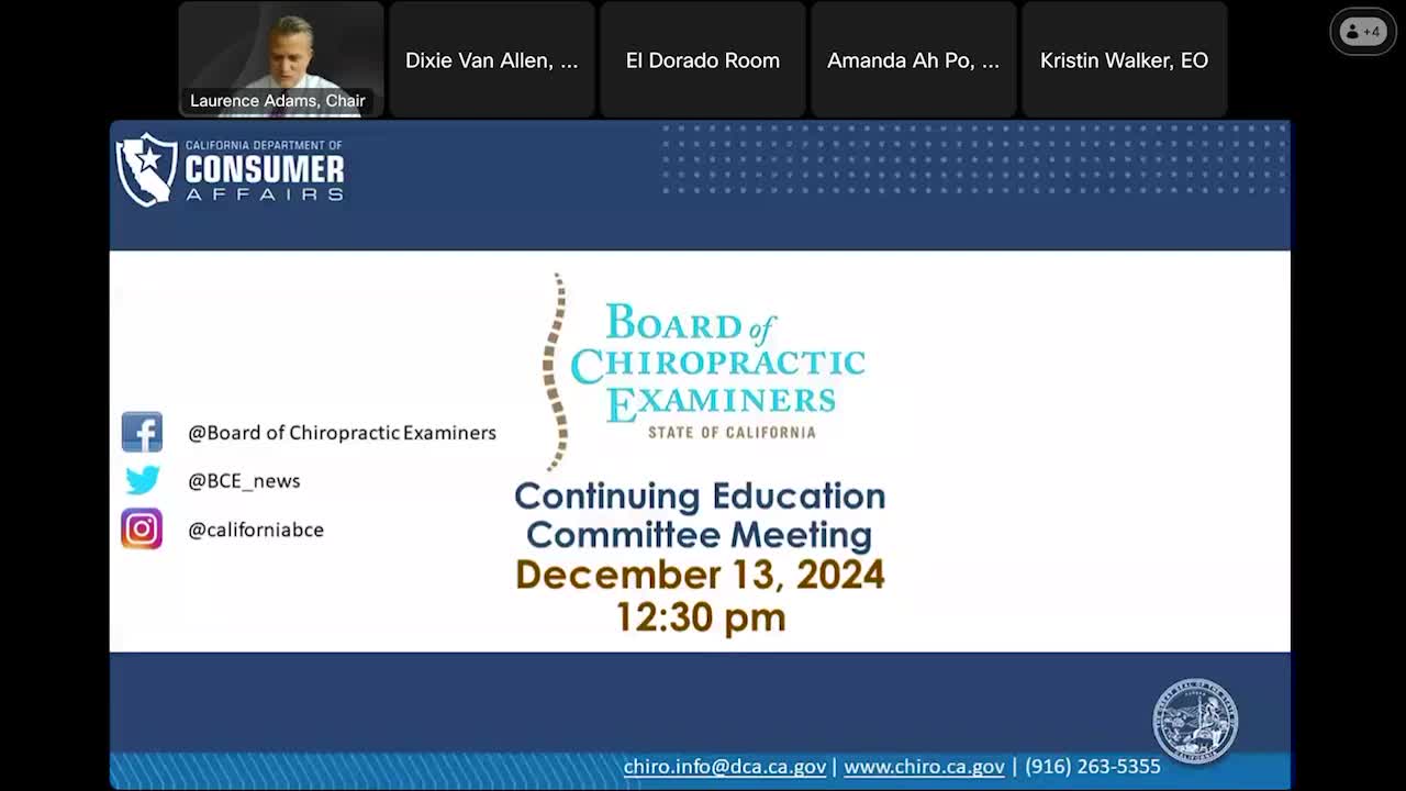 California Chiropractic Board Discusses Licensing, Education Program Updates and Public Engagement