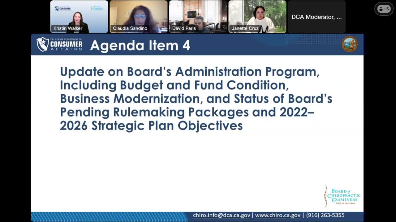 Chiropractic Board Reviews Strategic Plan Updates for Business Modernization and Website Improvement