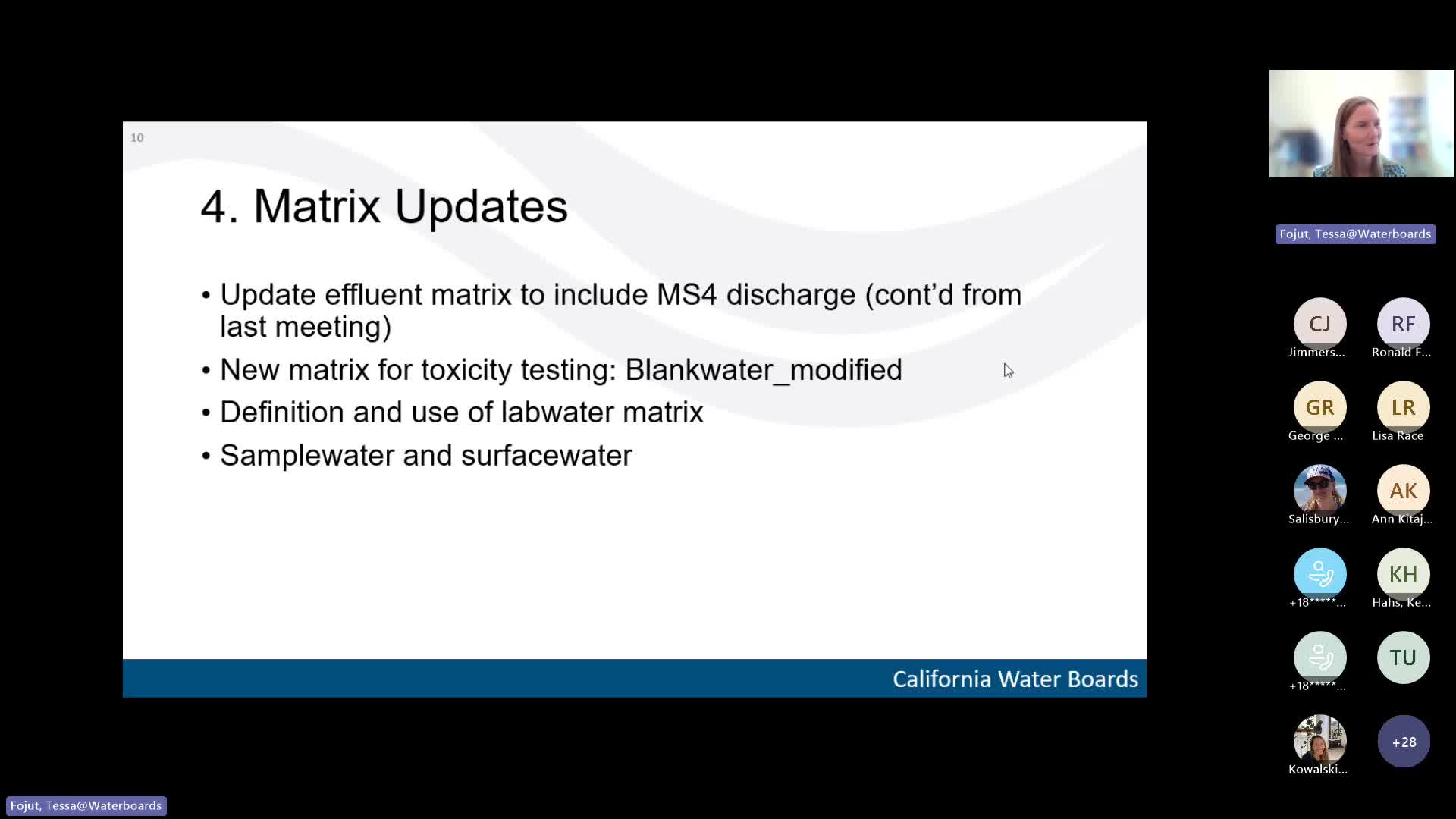 Water Boards staff to consider splitting wastewater and MS4 stormwater matrices after debate on whether MS4 is "effluent"