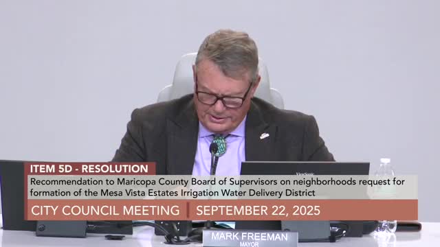 Mesa council backs neighborhood request to form Mesa Vista Estates irrigation district