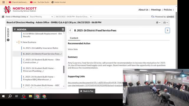 Board approves modest increases to adult and a la carte meal prices, plans potential 10¢ student lunch increase next year