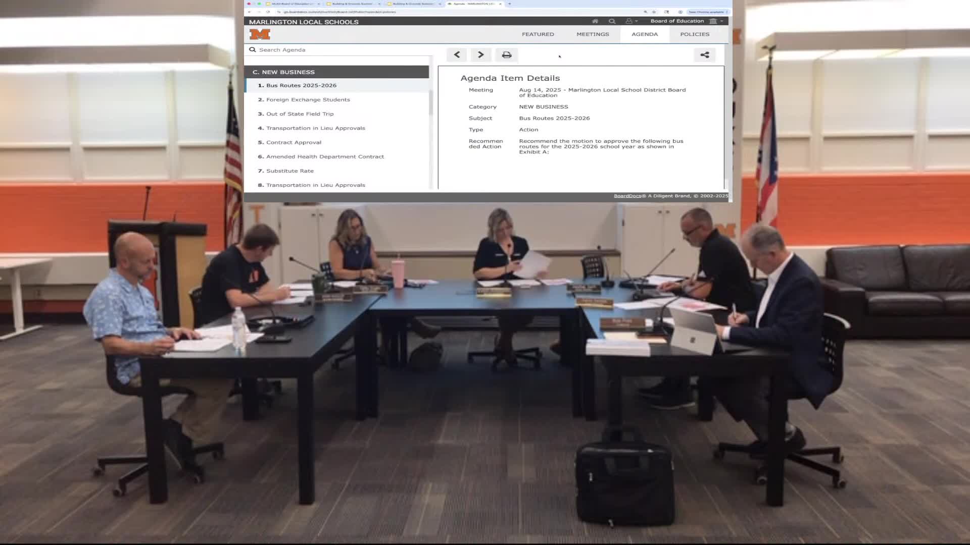 Board approves foreign‑exchange students and band trip to Orlando for 2026