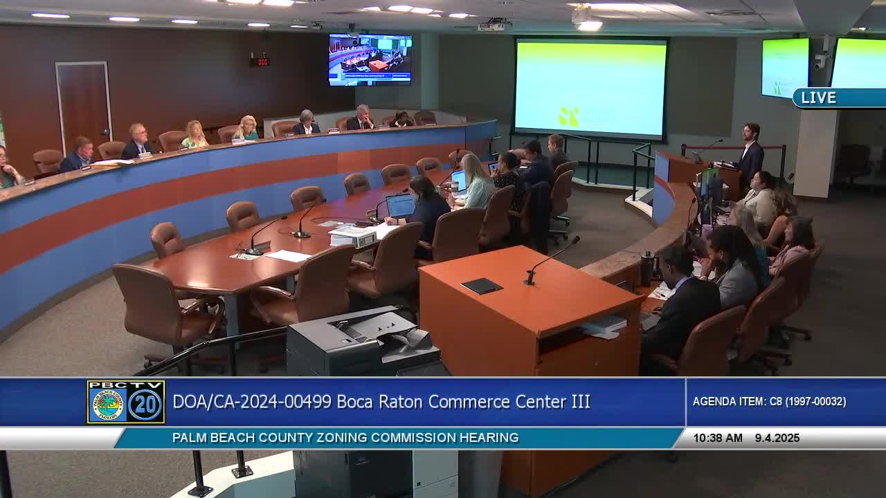 Commission recommends approval for 89‑unit Boca Raton Commerce Center after traffic, drainage questions