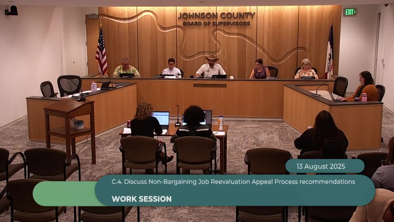 Johnson County supervisors accept most HR job-evaluation recommendations; several pay-grade changes approved