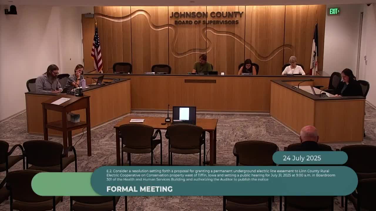 Supervisors set July 31 public hearing on permanent underground electric easement west of Tiffin