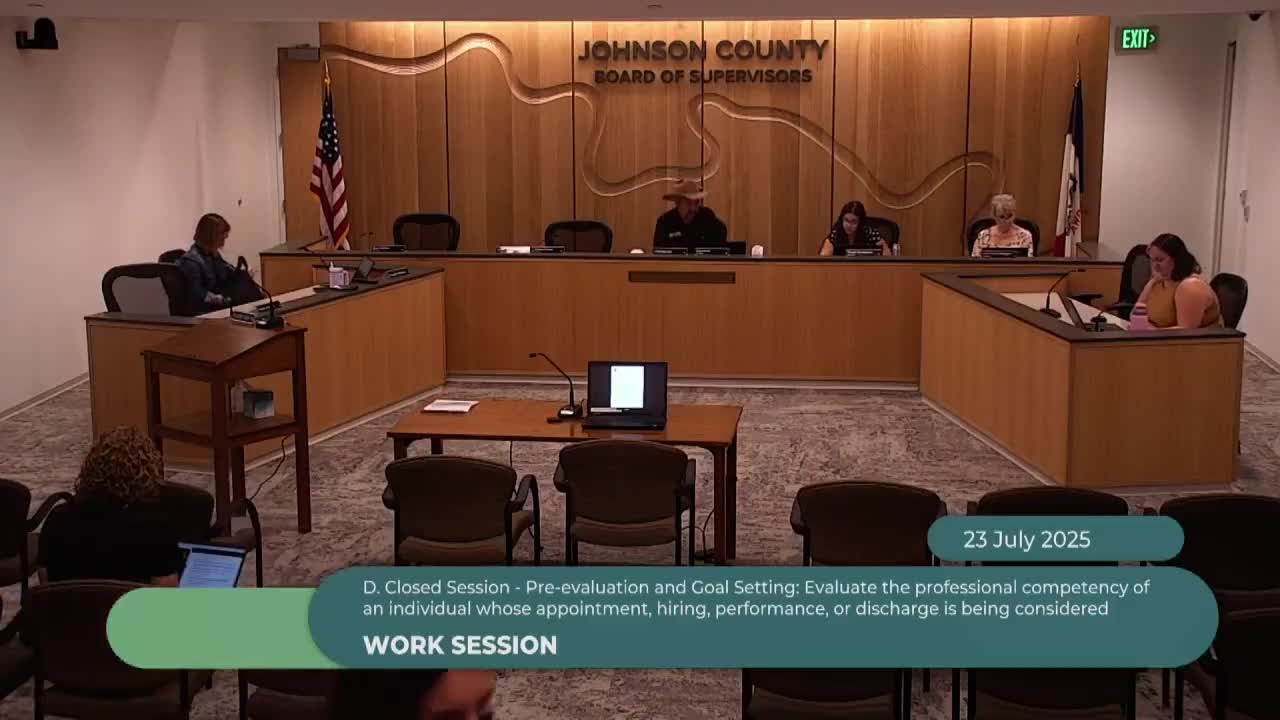 Board votes 3-0 to enter closed session for executive director evaluation under Iowa code