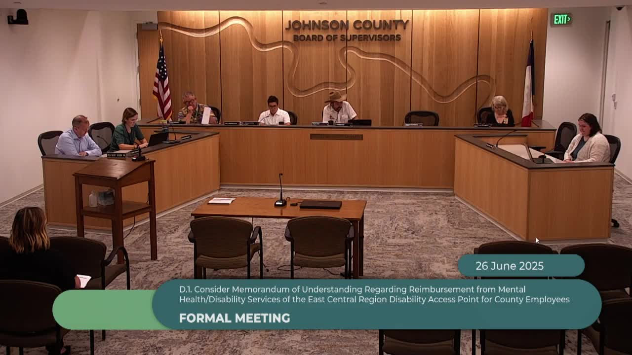 Johnson County approves MOU with East Central Region disability access point as supervisors warn of possible unpaid-claims liability