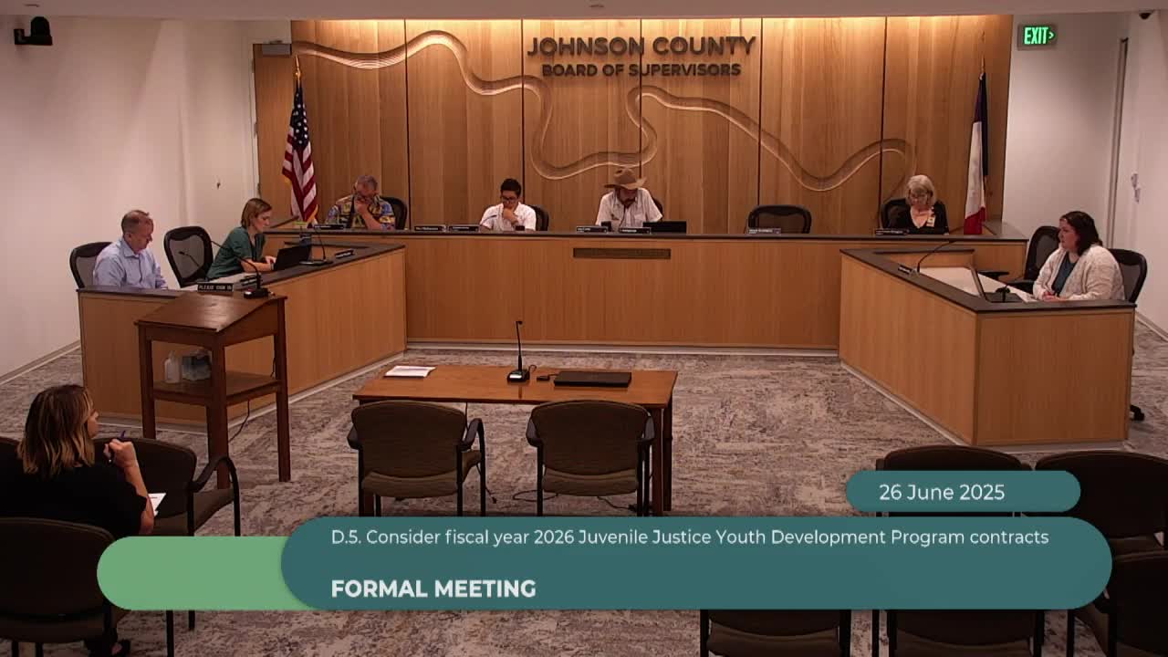 Johnson County approves FY26 juvenile justice youth development contracts totaling roughly $349,000