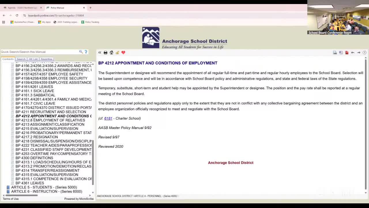 Board Reviews Employment Evaluations and Complaint Procedures for District Employees